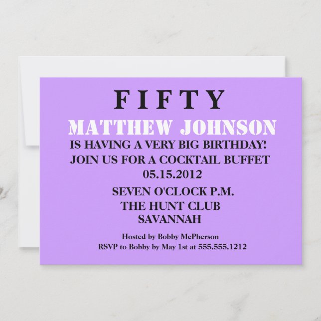 Surprise Fiftieth Birthday Invitation (Front)