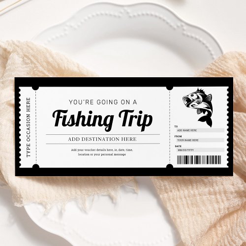 Surprise Fishing Trip Gift Ticket Voucher Invitation
