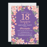 Surprise Floral 18th Birthday Pink Flowers Purple Invitation<br><div class="desc">Surprise Floral 18th Birthday Pink Flowers Purple Violet Birthday Invitation. For further customization,  please click the "Customize it" button and use our design tool to modify this template.</div>