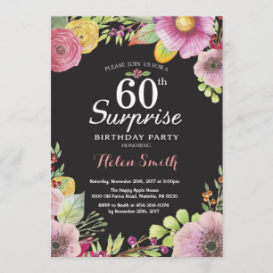 Surprise Floral 60th Birthday Invitation for Women