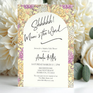 Surprise Floral Mum's the Word Baby Shower Invitation