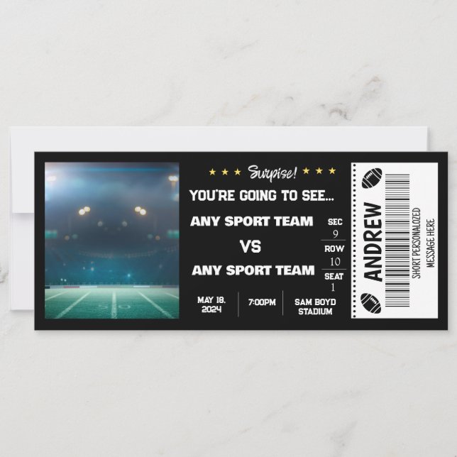 Surprise Football Game Stadium Gift Ticket Invitation (Front)