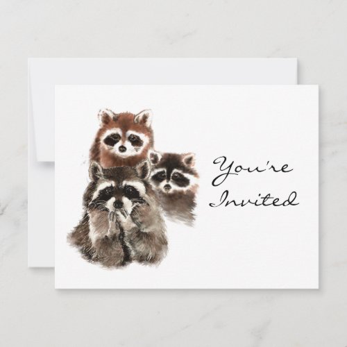 Surprise Fun  Raccoons Animal Birthday Invite