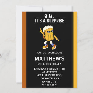 Surprise Funny 23rd birthday invitations Beer Men