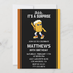 Surprise Funny Beer Men 89th birthday invitations