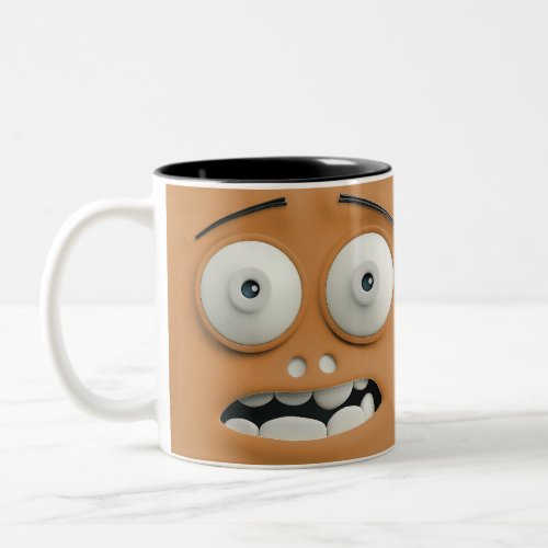 Surprise Funny Face  Deep Orange Background Two_Tone Coffee Mug