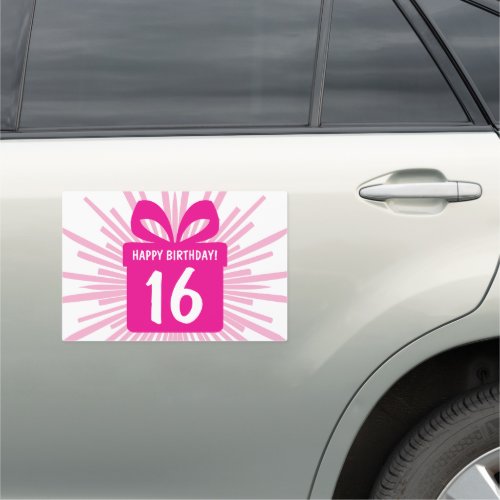 Surprise gift Sweet 16 Birthday car magnet