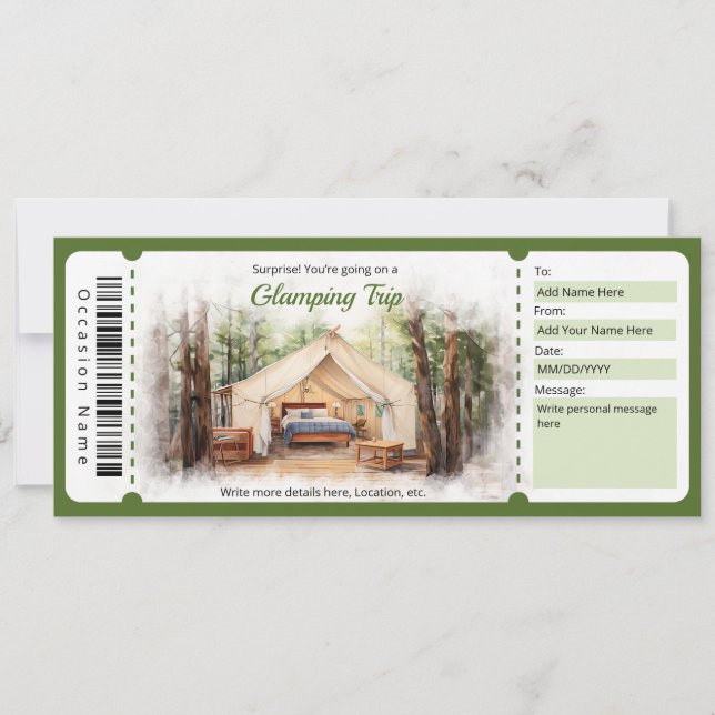 Surprise Glamping Trip Voucher Template (Front)