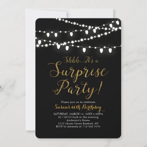 Surprise Gold 60th Birthday Party Invitation