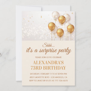 Surprise Gold Balloons 73rd birthday Invitation