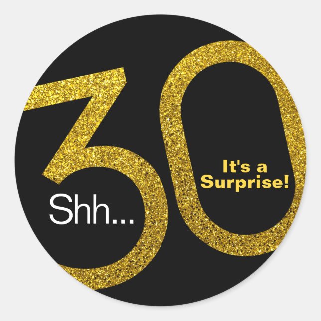 Surprise Gold Glitter 30 Sticker (Front)