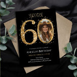 Surprise Gold Glitter 60th Birthday Photo Invitation<br><div class="desc">60th Birthday Gold Glitter Photo party template. Available as a digital download printable.
Custom,  personalized,  editable download</div>