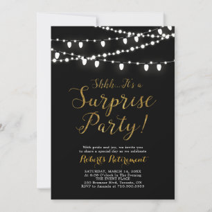 Surprise Gold Retirement Party Invitation Cards