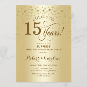 Surprise Golden 15th Anniversary Celebration Invitation