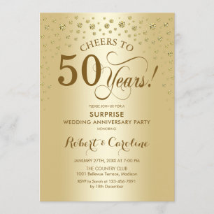 Surprise Golden 50th Anniversary Celebration Invitation