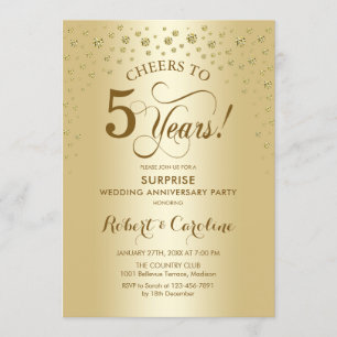 Surprise Golden 5th Anniversary Celebration Invitation