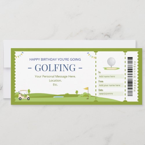 Surprise Golf Gift Certificate Invitation
