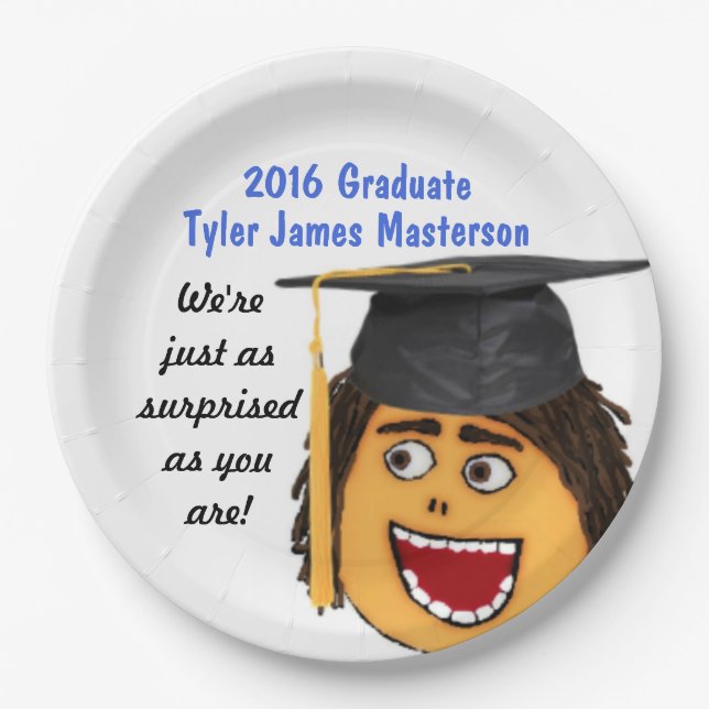 Surprise Graduate Graduation Cartoon Custom Plates (Front)