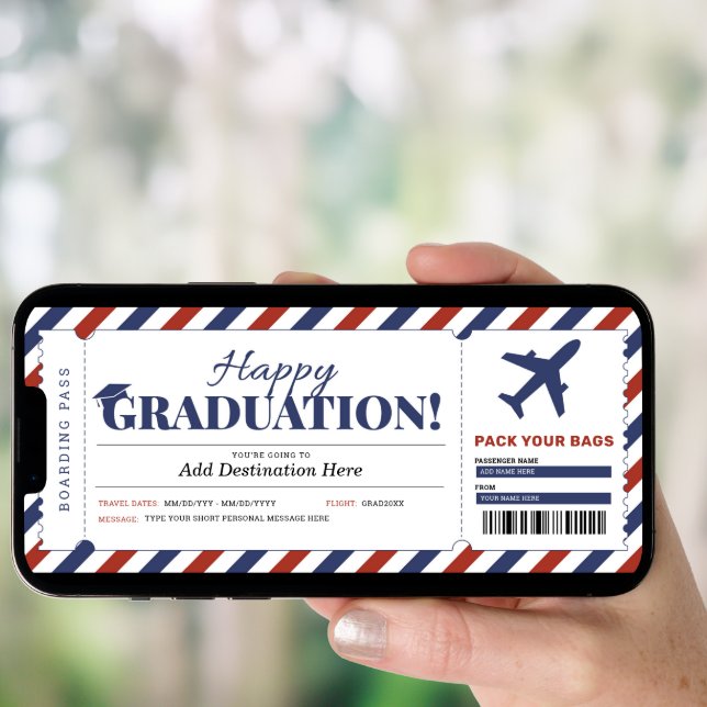 Surprise Graduation Boarding Pass Gift Ticket Invitation (Front Digital)