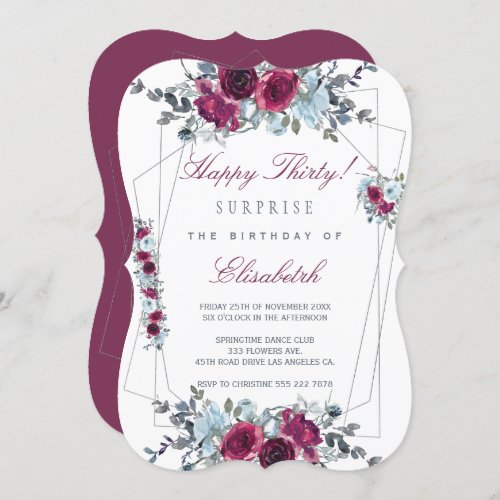 Surprise Happy Thirty floral women 30th birthday Invitation