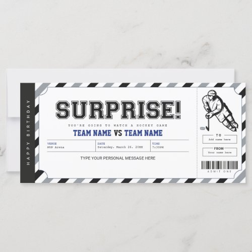 Surprise Hockey Game Gift Ticket Template