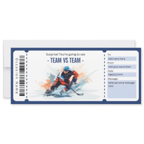 Surprise Hockey Game Ticket Gift Certificate Invitation