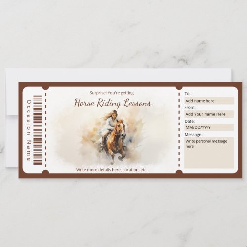 Surprise  Horse Riding Gift Certificate Template