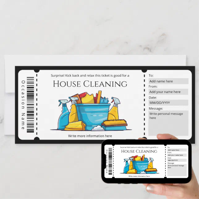 Surprise House Cleaning Gift Certificate Template Zazzle