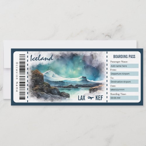 Surprise Iceland Boarding Pass Gift Certificate In Invitation