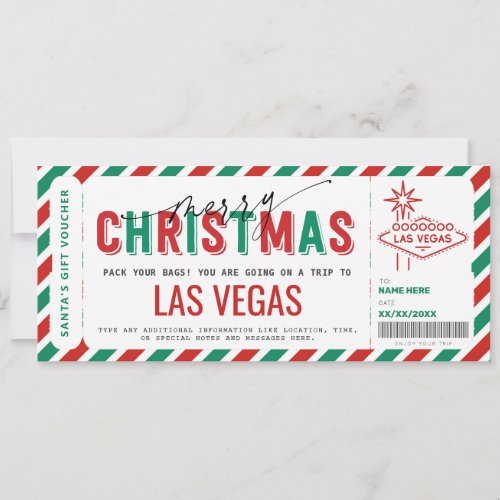 Surprise Las Vegas Trip Gift Ticket Voucher Invitation