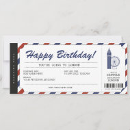 Surprise London Trip Boarding Pass Travel Ticket Invitation