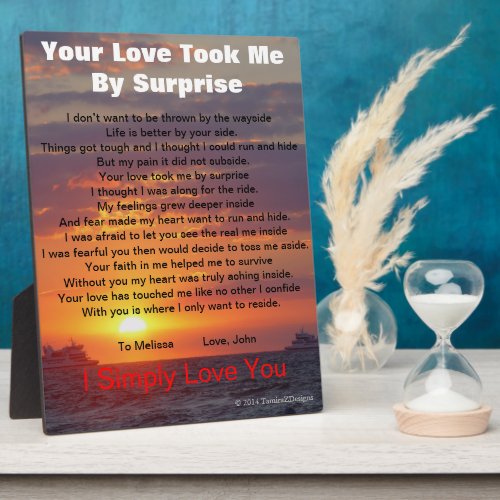 Surprise Love Poem Ocean EASEL Plaque