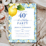 Surprise Mediterranean Lemon Floral 40th Birthday Invitation<br><div class="desc">Celebrate in style with an elegant Mediterranean lemon floral birthday invitation. Featuring vibrant yellow lemons and lush green foliage, this design evokes the charm of the Mediterranean, perfect for a sunny and sophisticated event. The intricate floral accents add a fresh, inviting touch, while elegant typography brings a sense of refinement....</div>