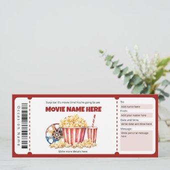 Surprise Movie Night Ticket Template | Zazzle