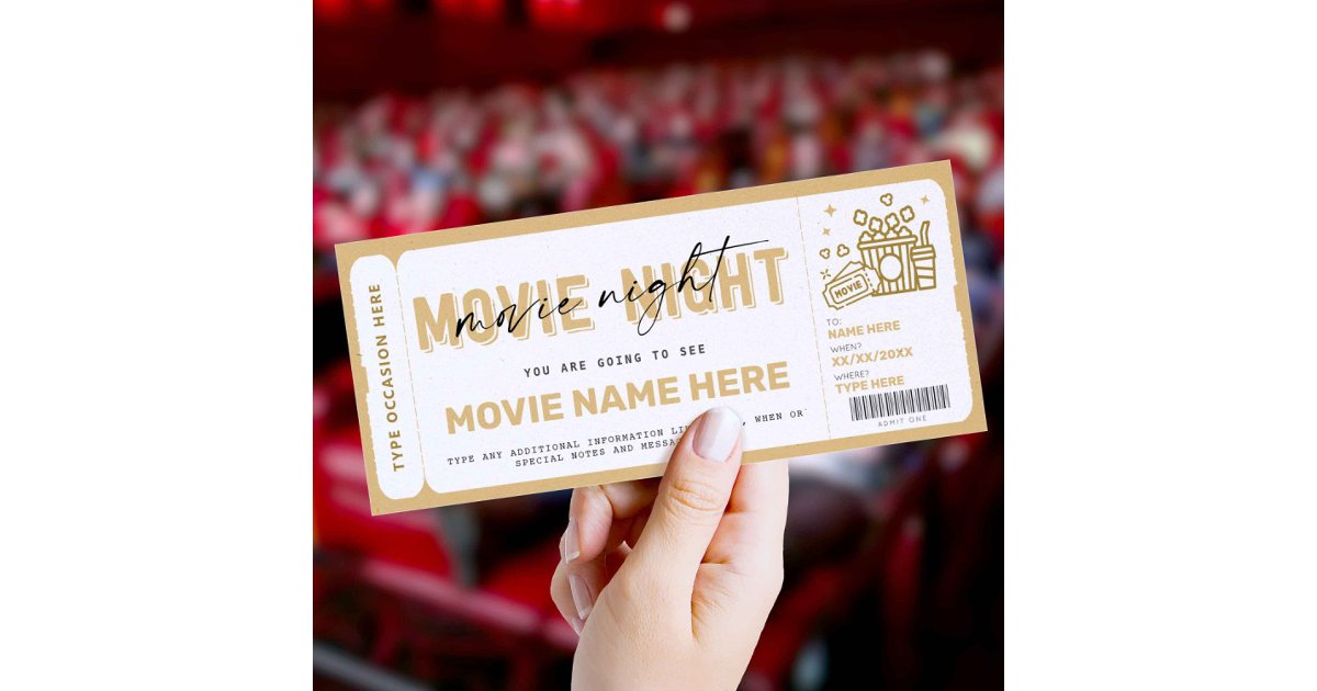 Surprise Movie Night Ticket Voucher Coupon Zazzle