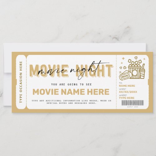 Surprise Movie Night Ticket Voucher Coupon  Invitation