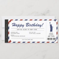 Surprise New York Trip Boarding Pass Travel Ticket