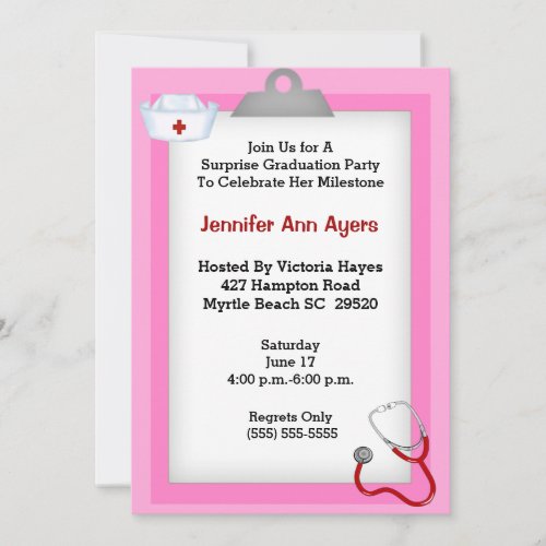 Surprise Nurse Graduation Party Invitation