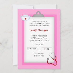 Surprise Nurse Graduation Party Invitation