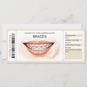 Surprise Orthodontic Braces Gift Certificate Invitation