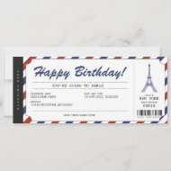 Surprise Paris Trip Boarding Pass Vacation Ticket Invitation