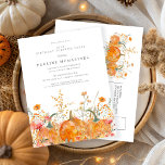 SURPRISE PARTY 18th Birthday Pumpkin Wildflower Invitation Postcard<br><div class="desc">Fall pumpkins are nestled in delicate golden yellow and orange wildflowers to create an elegant aesthetic. All of the text is editable so you can easily craft your own special mood.</div>