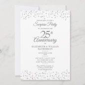 Surprise Party 25th Anniversary Silver Love Hearts Invitation (Front)