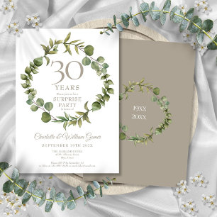 Surprise Party 30th Anniversary Woodland Greenery Invitation