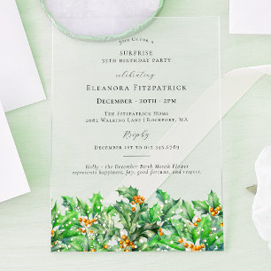 SURPRISE PARTY 35th Birthday Holly December Acrylic Invitations