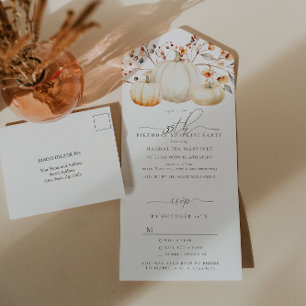 SURPRISE PARTY 35th Birthday Pumpkin Fall Leaves All In One Invitation