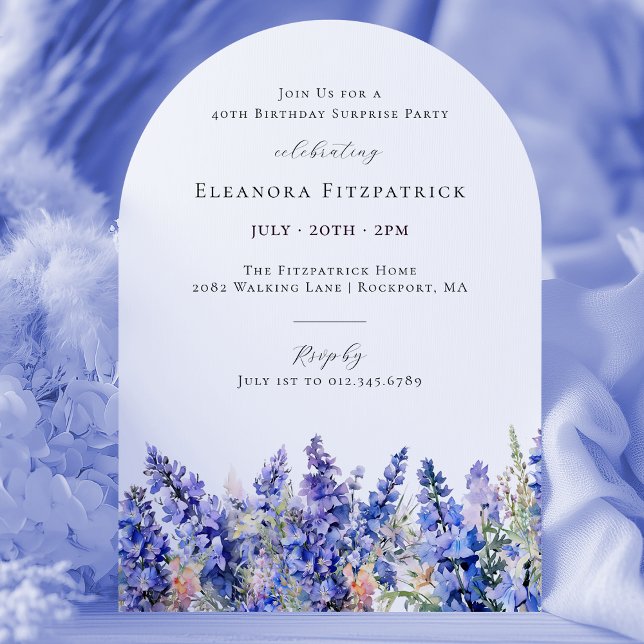 SURPRISE PARTY 40th Birthday July Birth Flower Invitation (Creator Uploaded)