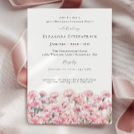 SURPRISE PARTY 40th Birthday Pink Carnation Floral Invitation<br><div class="desc">Perfect invitation for an January birthday party. Carnation is the birth flower for that month. It forms a pretty watercolor bottom border on this floral invitation template. All text is editable</div>