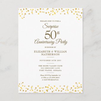 Surprise Party 50th Golden Anniversary Confetti Postcard | Zazzle