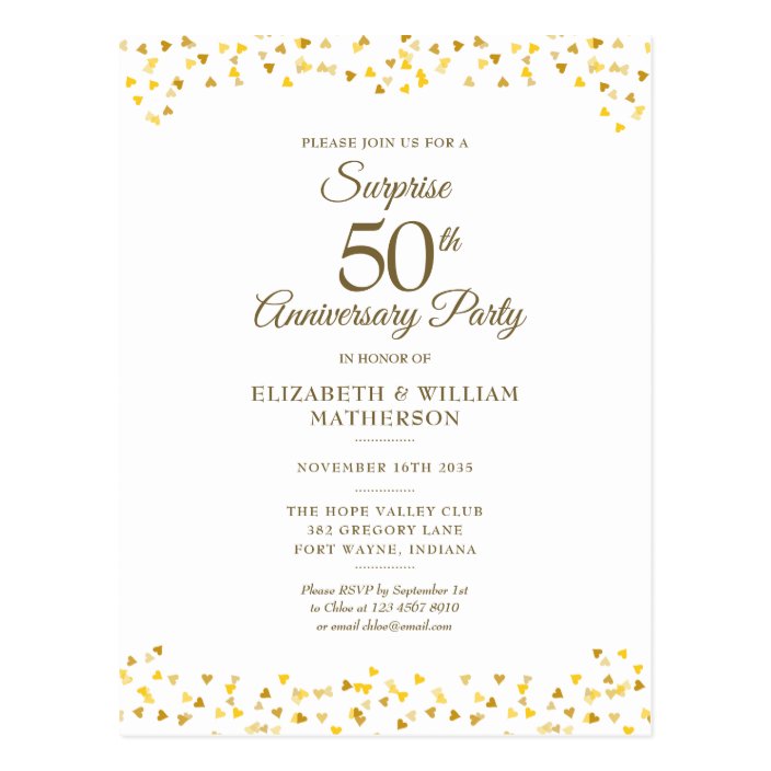 Surprise Party 50th Golden Anniversary Confetti Postcard | Zazzle.com